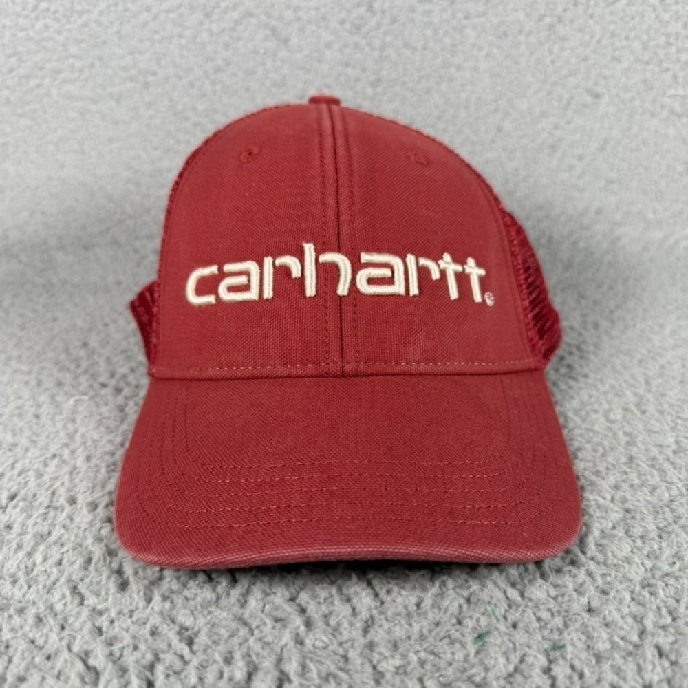 Carhartt Snapback Trucker Cap Unisex One Size Red Mesh Back Hat Workwear Logo